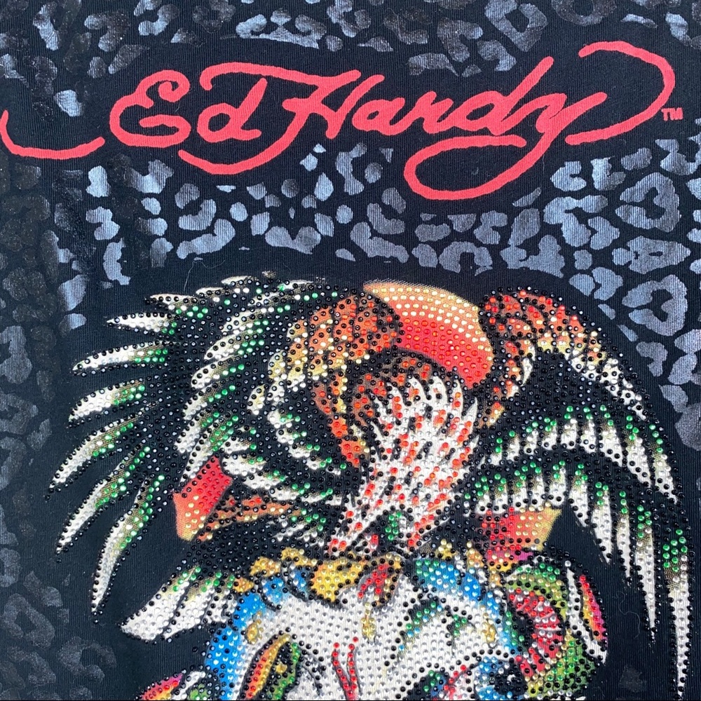 Ed Hardy Metallic Lamé Leopard Cheetah Mini Dress - Picture 5 of 9